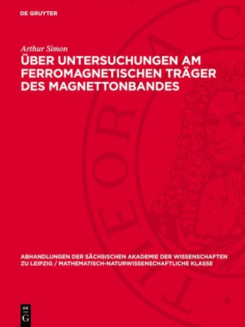 Arthur Simon - Über Untersuchungen am ferromagnetischen Träger des Magnettonbandes, E-bok