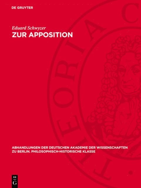 Eduard Schwyzer - Zur Apposition, E-bok