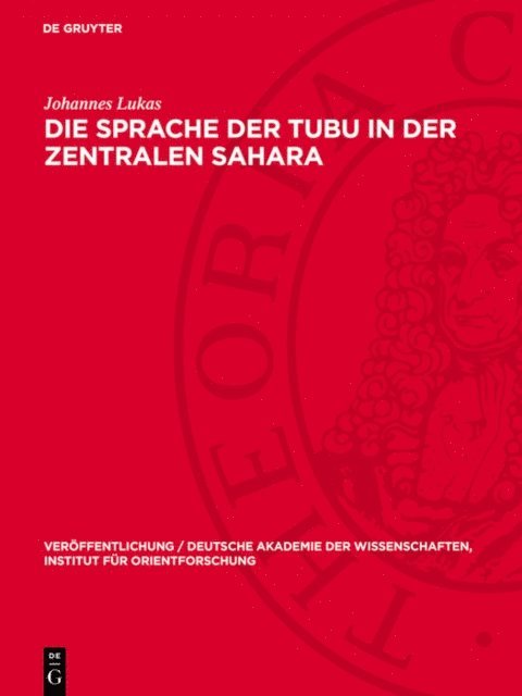 Johannes Lukas - Die Sprache der Tubu in der Zentralen Sahara, E-bok