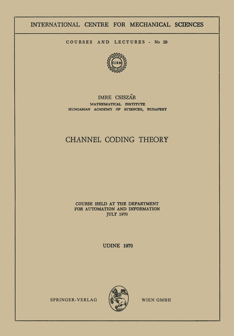 I. Csiszar - Channel Coding Theory, Häftad