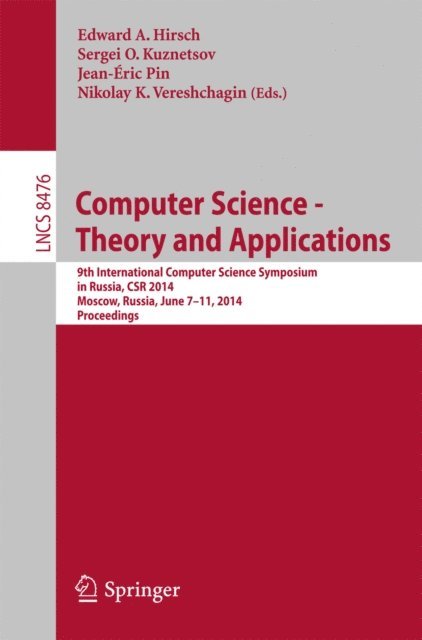Nikolay Vereshchagin, Jean-Eric Pin, Sergei O. Kuznetsov, Edward Hirsch - Computer Science - Theory and Applications, E-bok