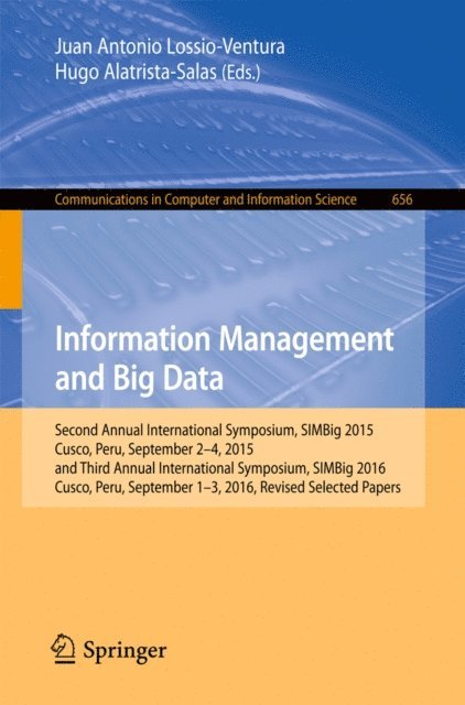 Hugo Alatrista-Salas, Juan Antonio Lossio-Ventura - Information Management and Big Data, E-bok