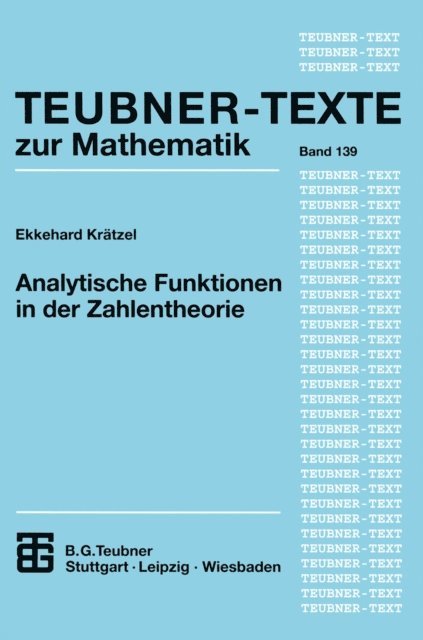 Ekkehard Kratzel - Analytische Funktionen in der Zahlentheorie, E-bok