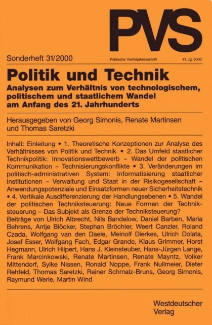 Thomas Saretzki, Renate Martinsen, Georg Simonis - Politik und Technik, E-bok