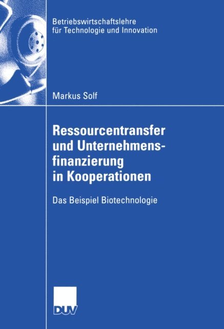 Markus Solf - Ressourcentransfer und Unternehmensfinanzierung in Kooperationen, E-bok