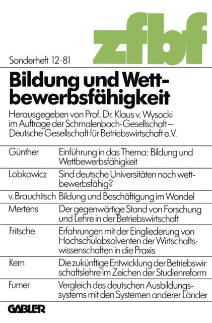 Klaus ?von? Wysocki - Bildung und Wettbewerbsfähigkeit, E-bok