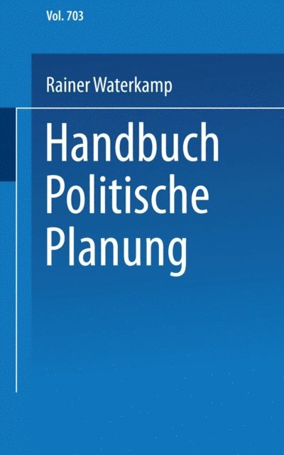 Rainer Waterkamp - Handbuch politische Planung, E-bok