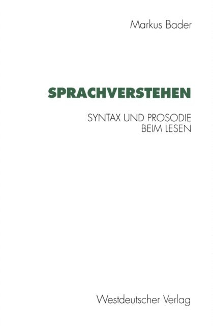 Markus Bader - Sprachverstehen, E-bok