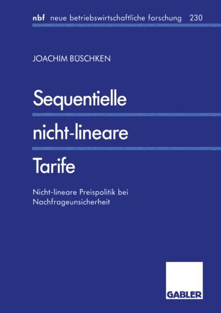 Joachim Buschken - Sequentielle nicht-lineare Tarife, E-bok