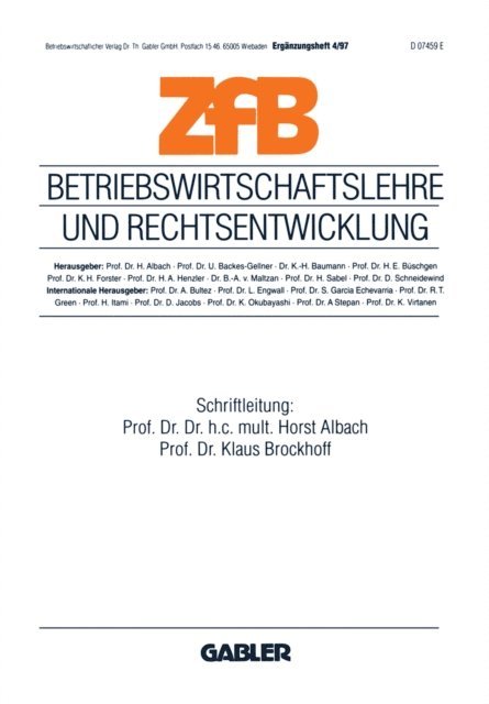 Klaus Brockhoff, Horst Albach - Betriebswirtschaftslehre und Rechtsentwicklung, E-bok