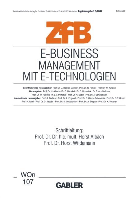 Horst Wildemann, Horst Albach - E-Business Management mit E-Technologien, E-bok