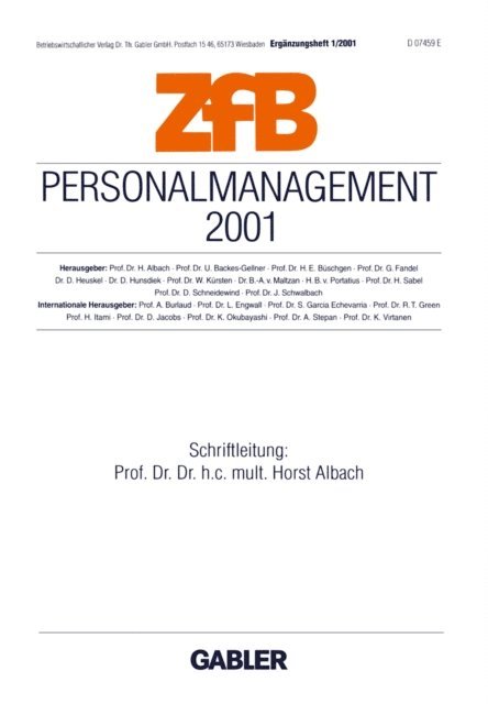 Horst Albach - Personalmanagement 2001, E-bok