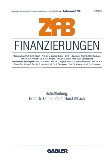 Horst Albach - Finanzierungen, E-bok