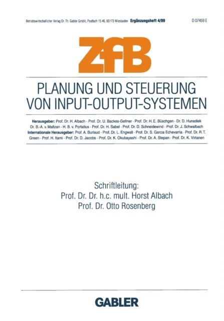Otto Rosenberg, Horst Albach - Planung und Steuerung von Input-Output-Systemen, E-bok