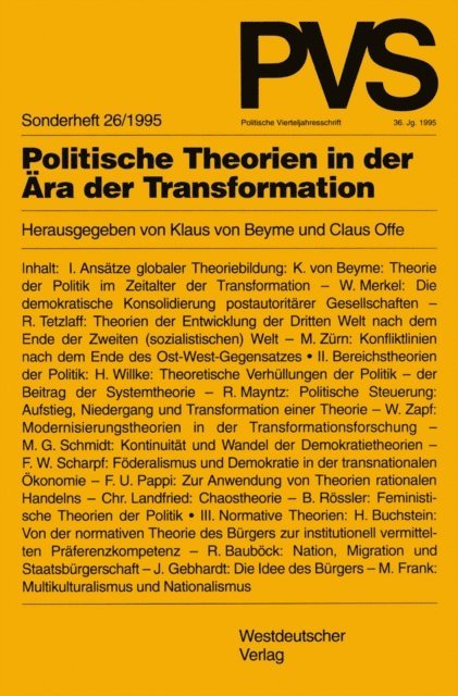Claus Offe, Klaus von Beyme - Politische Theorien in der Ära der Transformation, E-bok