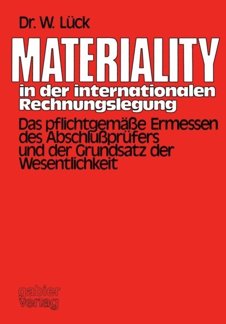 Wolfgang Luck - Materiality in der internationalen Rechnungslegung, E-bok