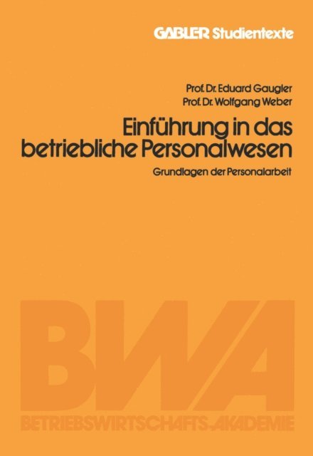 Eduard Gaugler - Einführung in das betriebliche Personalwesen, E-bok