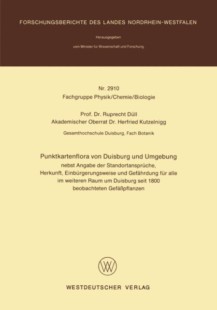 Ruprecht Dull - Punktkartenflora von Duisburg und Umgebung, E-bok