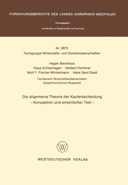 Hagen Backhaus - Die allgemeine Theorie der Kaufentscheidung, E-bok