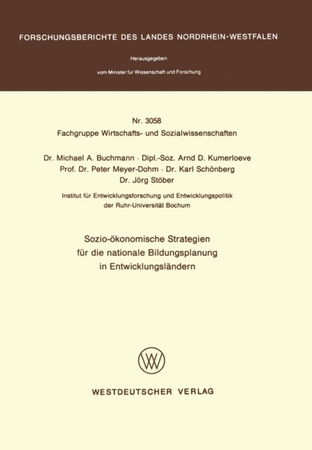 MichaelA. Buchmann - Sozio-ökonomische Strategien für die nationale Bildungsplanung in Entwicklungsländern, E-bok