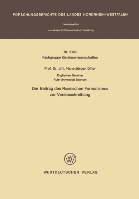 Hans-Jurgen Diller - Der Beitrag des Russischen Formalismus zur Versbeschreibung, E-bok