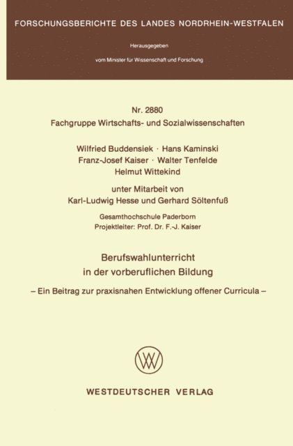 Wilfried Buddensiek - Berufswahlunterricht in der vorberuflichen Bildung, E-bok