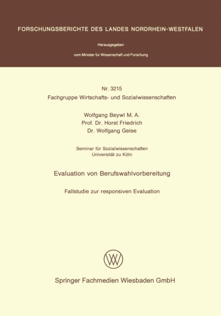 Wolfgang Beywl - Evaluation von Berufswahlvorbereitung, E-bok