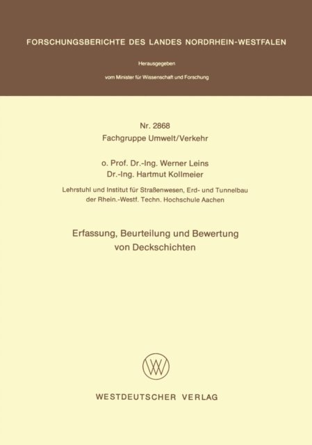 Werner Leins - Erfassung, Beurteilung und Bewertung von Deckschichten, E-bok