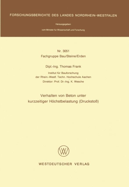 Thomas Frank - Verhalten von Beton unter kurzzeitiger Höchstbelastung (Druckstoß), E-bok