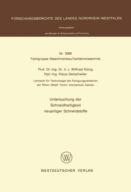 Wilfried Konig - Untersuchung der Schneidhaltigkeit neuartiger Schneidstoffe, E-bok