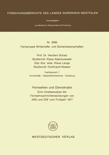 Heribert Schatz - Fernsehen und Demokratie, E-bok