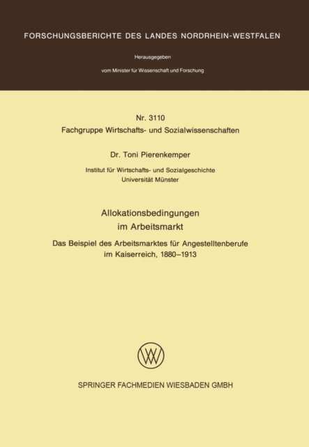 Toni Pierenkemper - Allokationsbedingungen im Arbeitsmarkt, E-bok