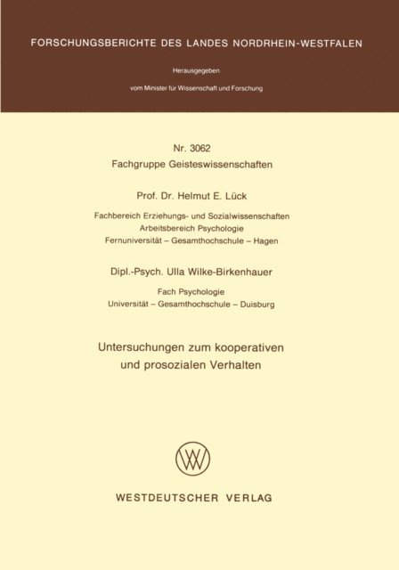 Helmut E. Luck - Untersuchungen zum kooperativen und prosozialen Verhalten, E-bok