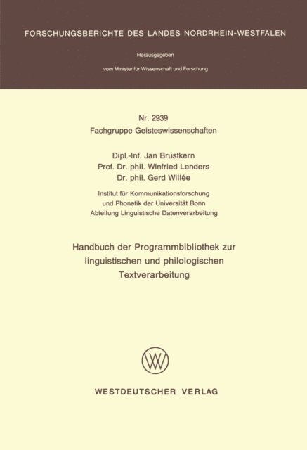 Jan Brustkern - Handbuch der Programmbibliothek zur linguistischen und philologischen Textverarbeitung, E-bok