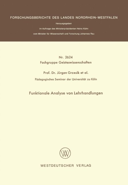 Jurgen Grzesik - Funktionale Analyse von Lehrhandlungen, E-bok