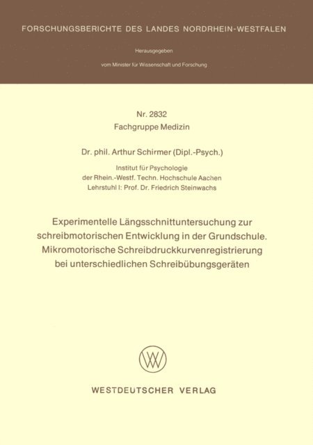 Arthur Schirmer - Experimentelle Längsschnittuntersuchung zur schreibmotorischen Entwicklung in der Grundschule. Mikromotorische Schreibdruckkurvenregistrierung bei unterschiedlichen Schreibübungsgeräten, E-bok. Tillgänglighet: Lägg i varukorg