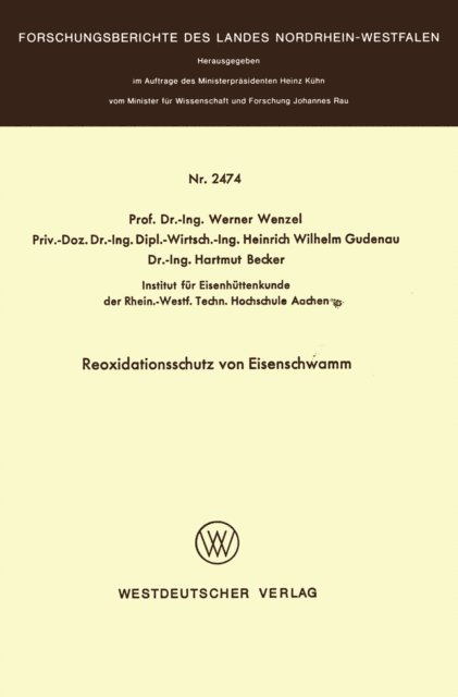 Werner Wenzel - Reoxidationsschutz von Eisenschwamm, E-bok