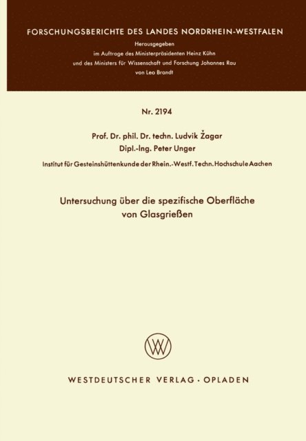 Ludvik Zagar - Untersuchung über die spezifische Oberfläche von Glasgrießen, E-bok