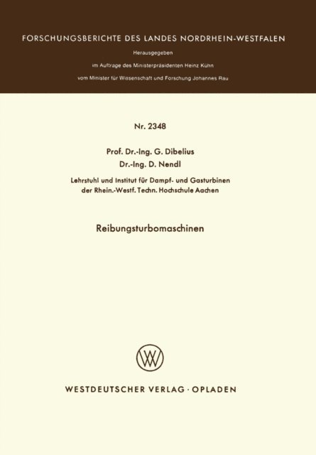 Gunther Dibelius - Reibungsturbomaschinen, E-bok