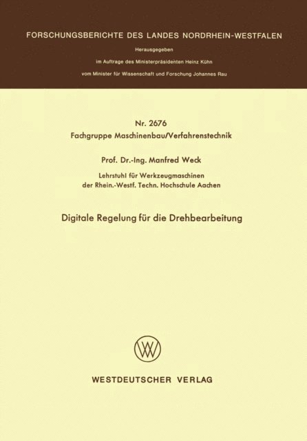 Manfred Weck - Digitale Regelung für die Drehbearbeitung, E-bok