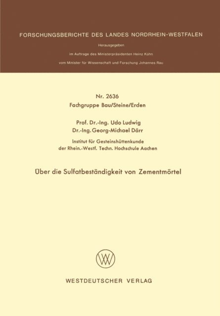 Udo Ludwig - Über die Sulfatbeständigkeit von Zementmörtel, E-bok
