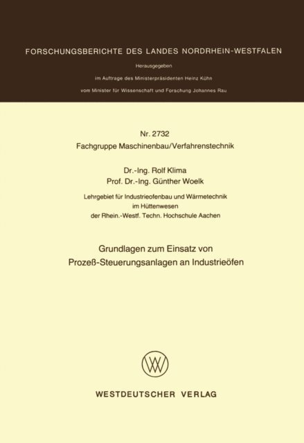 Rolf Klima - Grundlagen zum Einsatz von Prozeß-Steuerungsanlagen an Industrieöfen, E-bok