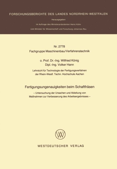 Wilfried Konig - Fertigungsungenauigkeiten beim Schaftfräsen, E-bok