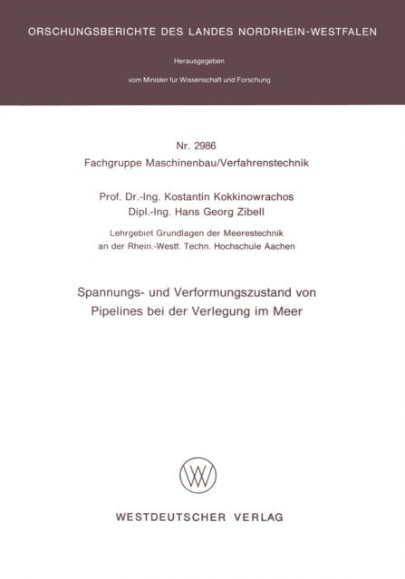 Konstantin Kokkinowrachos - Spannungs- und Verformungszustand von Pipelines bei der Verlegung im Meer, E-bok