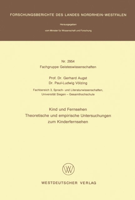 Gerhard Augst - Kind und Fernsehen, E-bok