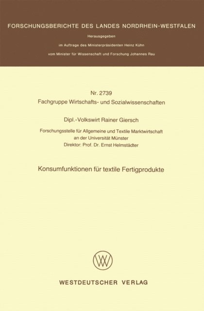 Rainer Giersch - Konsumfunktionen für textile Fertigprodukte, E-bok