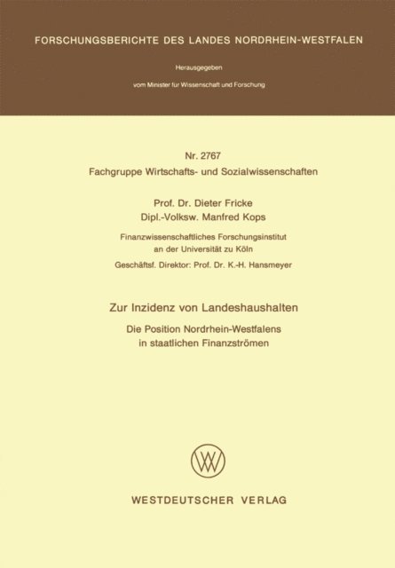 Dieter Fricke - Zur Inzidenz von Landeshaushalten, E-bok