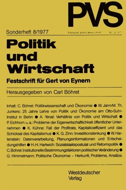 Carl Bohret - Politik und Wirtschaft, E-bok