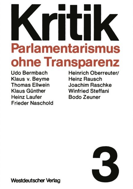 Winfried Steffani - Parlamentarismus ohne Transparenz, E-bok