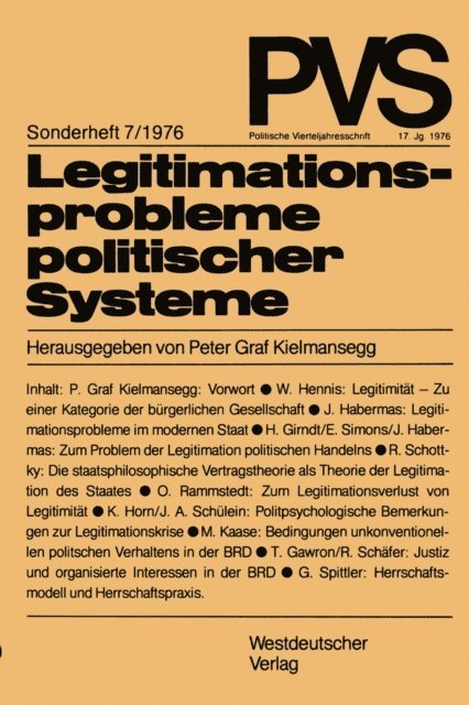 Peter Graf Kielmansegg - Legitimationsprobleme politischer Systeme, E-bok
